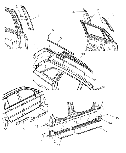 2005 Chrysler Pacifica WEATHERSTRIP-Rear Door SILL Secondary Diagram for 5054236AB