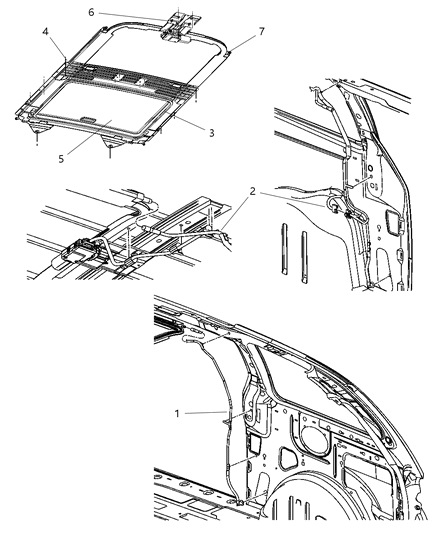 2004 Dodge Caravan Sunroof - Attaching Parts Diagram