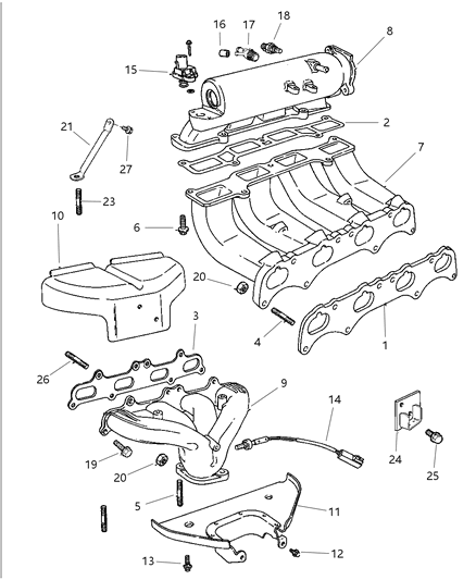 1997 Dodge Avenger Manifolds - Intake & Exhaust Diagram 2