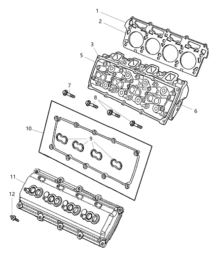 2007 Dodge Ram 1500 Cylinder Head And Cover And Mounting Diagram 5