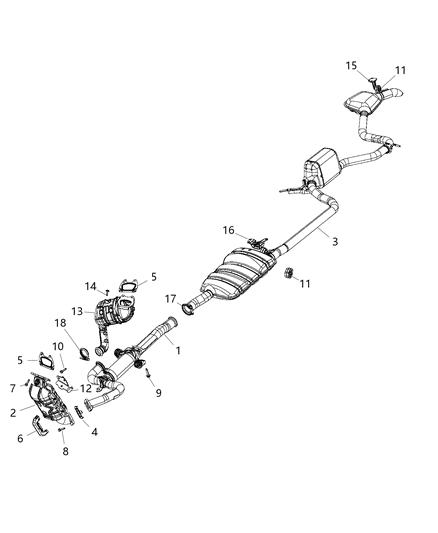 2019 Chrysler Pacifica Exhaust Manifold And Catalytic Converter Diagram for 68235532AD