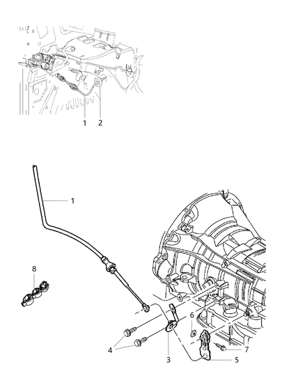 2015 Ram 1500 Transmission Gearshift Control Cable Diagram for 68092063AC
