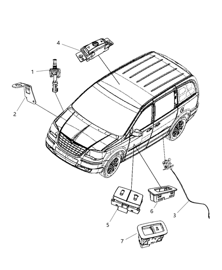 2010 Chrysler Town & Country Switches Body Diagram