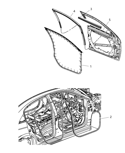 2008 Chrysler Sebring WEATHERSTRIP-Front Door Body Mounted Diagram for 1DZ06XXXAB