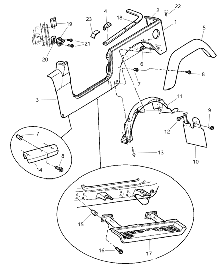 1997 Jeep Wrangler Pad-Side Step Diagram for 55175158