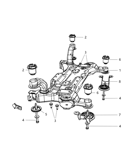 2008 Chrysler Town & Country Crossmember - Front Suspension Diagram