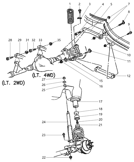1997 Jeep Grand Cherokee Suspension - Front, Springs, Shocks, Control Arms Diagram