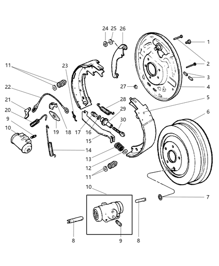 2002 Jeep Liberty Wheel Cylinder-Wheel Diagram for V2106158AA