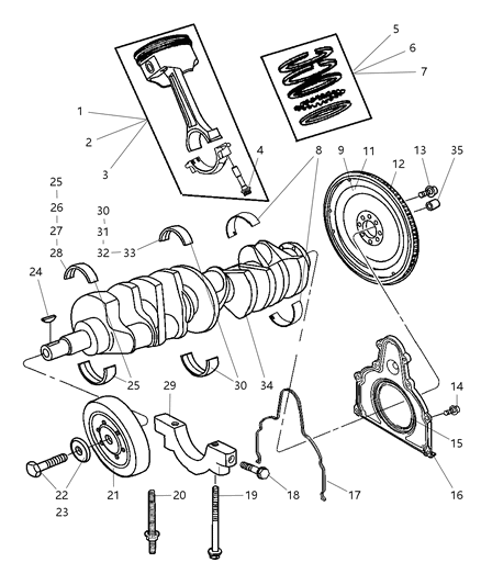2006 Dodge Ram 1500 Bolt-Connecting Rod Diagram for 5037575AA