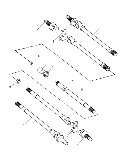 2002 Dodge Ram 3500 Front Axle U Joint Diagram for V8013004AA