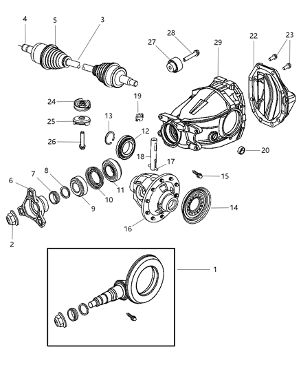2006 Dodge Magnum Housing & Differential With Internal Parts And Axle Shafts Diagram 2