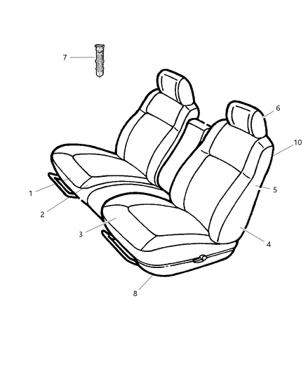 2004 Dodge Intrepid Seat Back-Front Diagram for YP721L5AA
