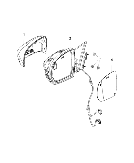 2020 Jeep Compass Outside Rear-View Mirror Right Diagram for 68365136AA