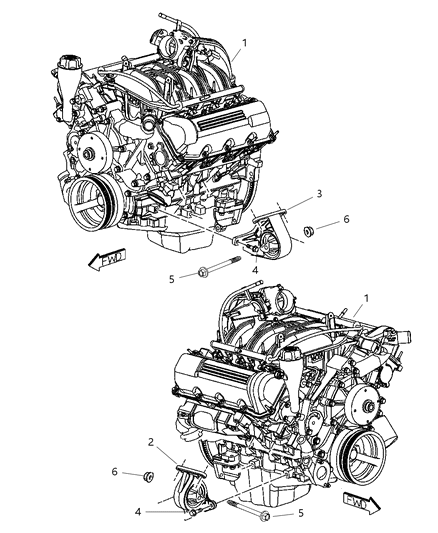 2004 Jeep Liberty Front, Engine Mounting Diagram 2