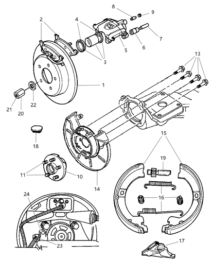 2004 Chrysler Town & Country Spring-Brake Shoe Hold Down Diagram for 5019735AA
