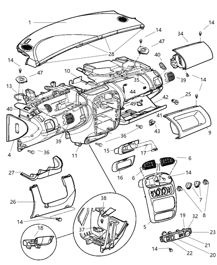 2003 Dodge Neon Switch-Deck Lid Release Diagram for 4760847AC