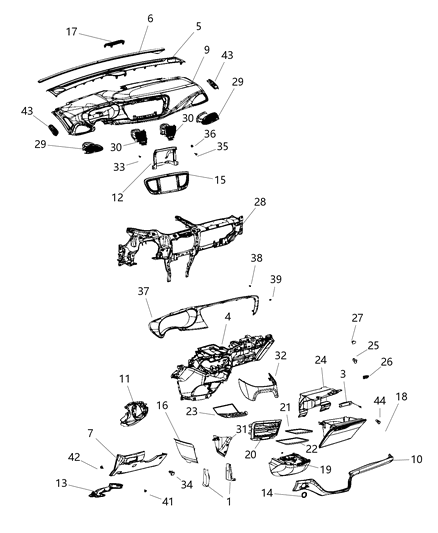 2018 Chrysler Pacifica Instrument Panel Trim Diagram