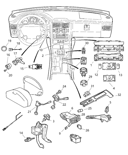 2008 Chrysler Crossfire Switches Instrument Panel Diagram