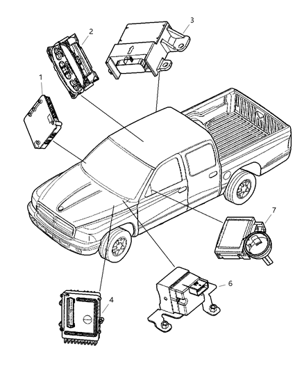 2001 Dodge Dakota Anti-Lock Brake System Module Diagram for 5019752AB