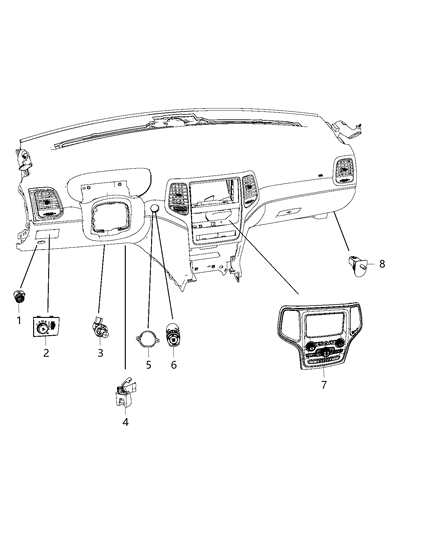 2014 Jeep Grand Cherokee Stack-Vehicle Feature Controls Diagram for 56054382AD