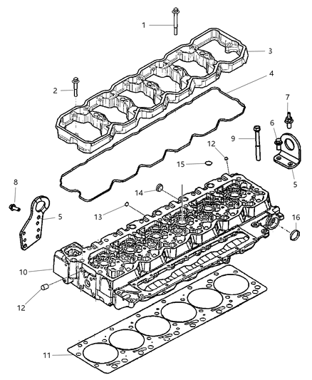 2009 Dodge Ram 3500 Cylinder Head & Cover And Rocker Housing Diagram 1