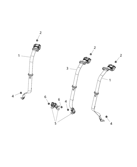 2015 Chrysler 200 Rear Seat Belts-Buckle End Diagram for 5PQ52ML2AA