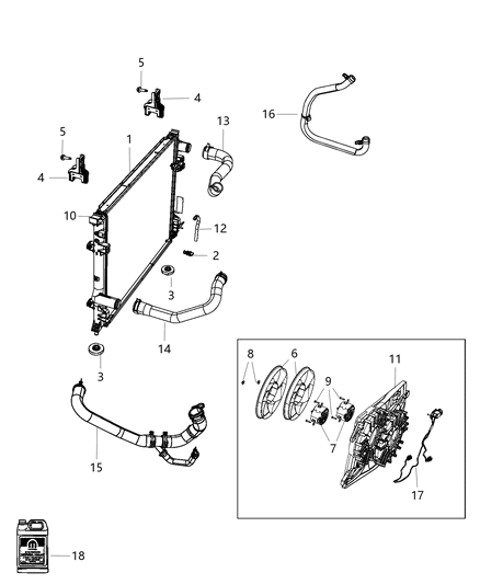 2014 Dodge Charger Radiator & Related Parts Diagram 1