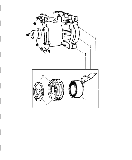 2006 Dodge Ram 1500 Clutch-A/C Compressor Diagram for 5016127AB