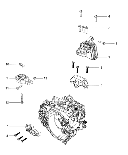 2013 Dodge Dart Bracket-Engine Mount Diagram for 68081497AC