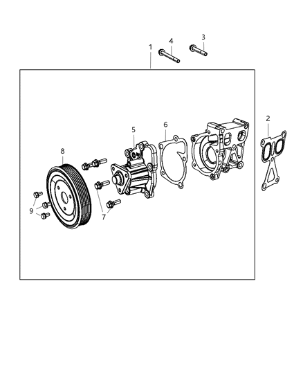 2009 Jeep Compass Water Pump & Related Parts Diagram 1
