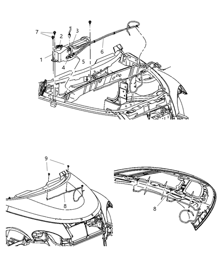 2008 Chrysler PT Cruiser Washer System Front Diagram