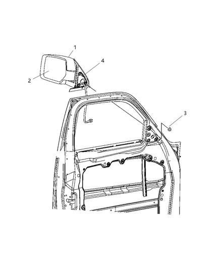 2009 Dodge Nitro Outside Rear View Mirror Diagram for 55079101AF