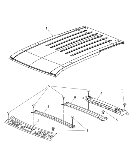 2009 Jeep Grand Cherokee Header-Roof Front Diagram for 55363368AE