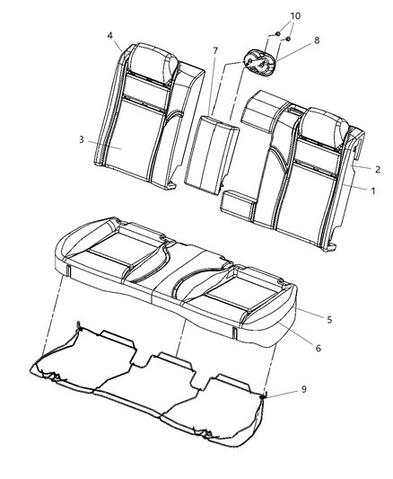 2014 Dodge Challenger Rear Seat Back Cover Right Diagram for 5RX14MC8AA