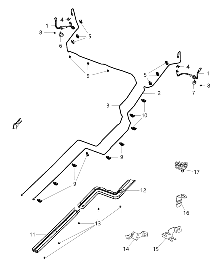 2014 Jeep Cherokee Bracket-Brake Sensor Wire Diagram for 68197225AA