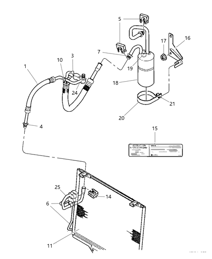 1997 Jeep Wrangler Air Conditioning Suction Diagram for 55036299