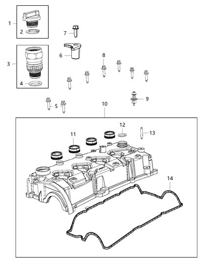 2014 Dodge Dart Seal-Spark Plug Tube Diagram for 68166329AA