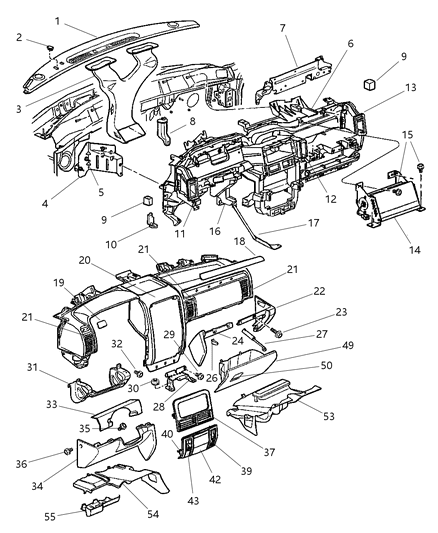2000 Jeep Grand Cherokee Bracket-Instrument Panel Diagram for 55116391AA