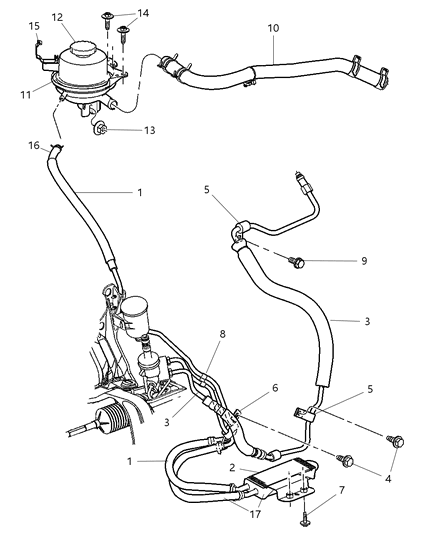2004 Chrysler Town & Country Power Steering Hoses Diagram 2