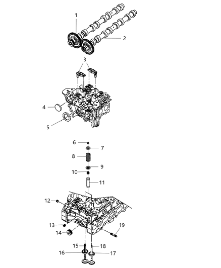 2007 Jeep Wrangler Engine Rocker Arms Diagram for 68027600AA