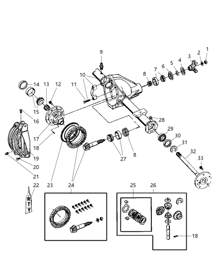 2006 Dodge Ram 1500 Axle Housing, Rear, With Differential Parts Diagram 2