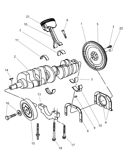2001 Dodge Viper Crankshaft & Piston Diagram