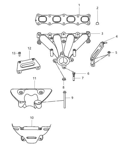 2007 Chrysler Sebring Exhaust Manifolds & Mounting & Components & Turbo Charger Diagram 3