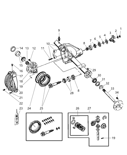 2004 Dodge Ram 1500 Axle Housing, Rear, With Differential Parts Diagram 2