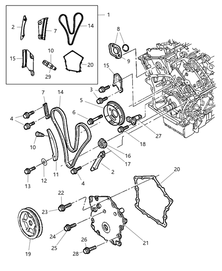 2007 Dodge Charger Timing Belt / Chain & Cover And Components Diagram 1