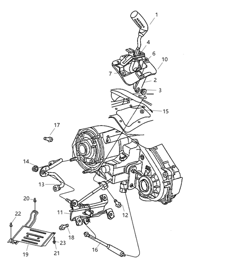 2004 Jeep Wrangler Gearshift Controls , Skid Plate Diagram