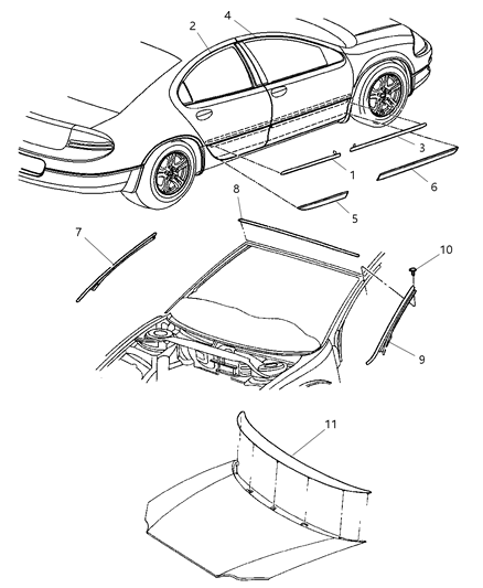 2003 Dodge Intrepid Mouldings Diagram