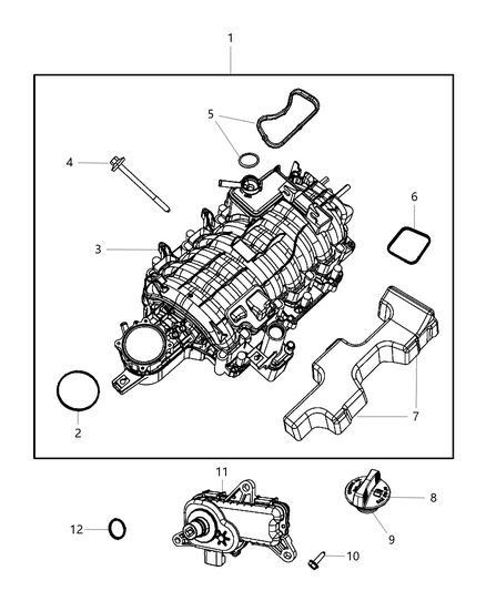 2012 Ram 1500 Engine Intake Manifold Complete Assembly Diagram for 68048074AD