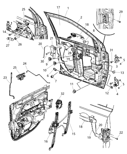 2007 Jeep Patriot Link-Outside Handle To Latch Diagram for 5155444AB