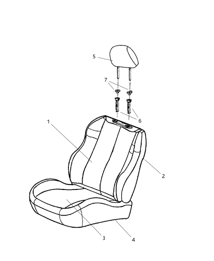 2002 Jeep Grand Cherokee Seat Back-Front Seat Diagram for XQ221T5AA